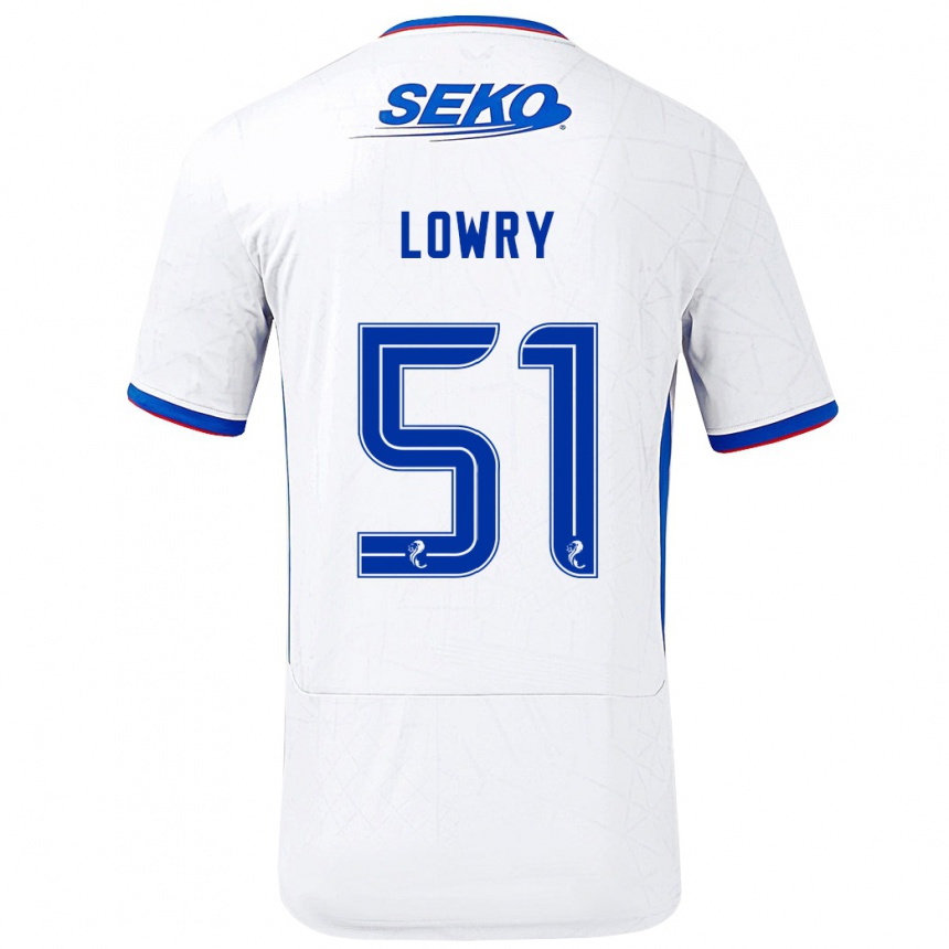 Mujer Fútbol Camiseta Alex Lowry #51 Blanco Azul 2ª Equipación 2024/25 Argentina