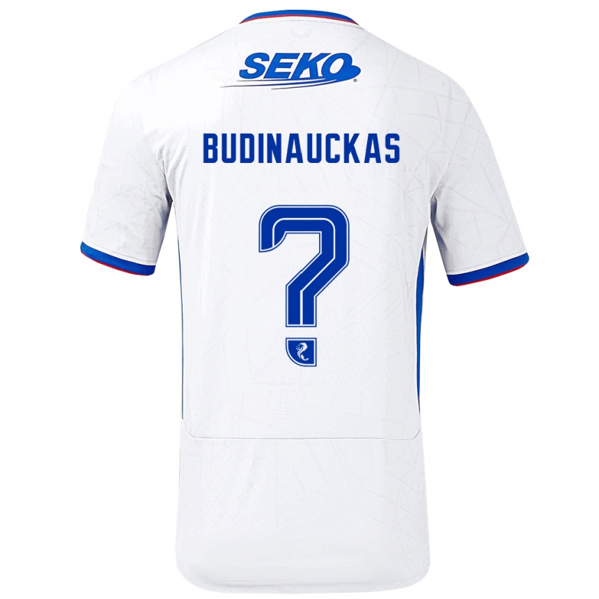 Mujer Fútbol Camiseta Lewis Budinauckas #0 Blanco Azul 2ª Equipación 2024/25 Argentina