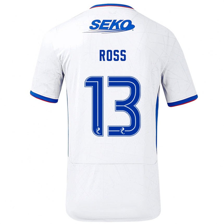 Mujer Fútbol Camiseta Jane Ross #13 Blanco Azul 2ª Equipación 2024/25 Argentina