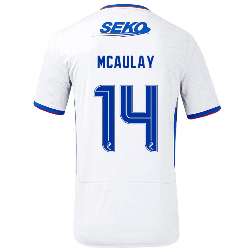 Mujer Fútbol Camiseta Mia Mcaulay #14 Blanco Azul 2ª Equipación 2024/25 Argentina