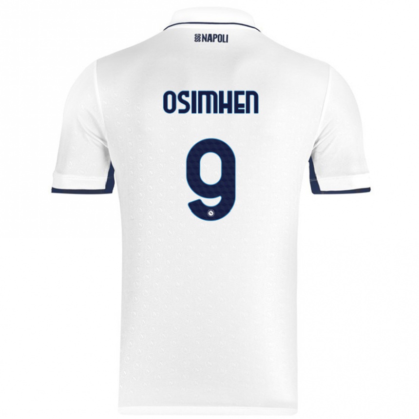 Mujer Fútbol Camiseta Victor Osimhen #9 Blanco Azul Real 2ª Equipación 2024/25 Argentina