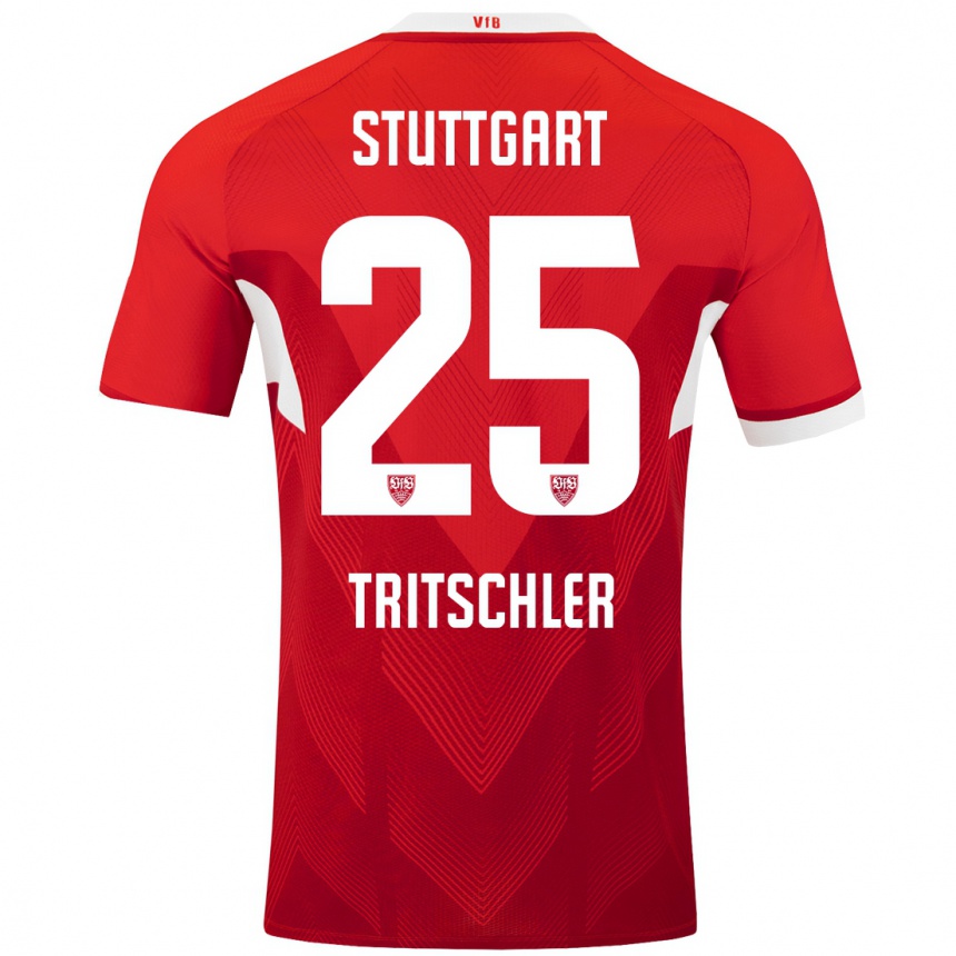 Mujer Fútbol Camiseta David Tritschler #25 Rojo Blanco 2ª Equipación 2024/25 Argentina