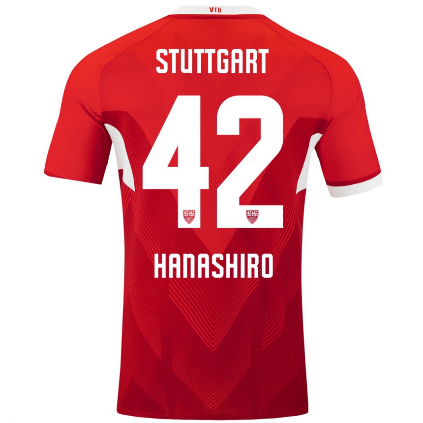 Mujer Fútbol Camiseta Rinto Hanashiro #42 Rojo Blanco 2ª Equipación 2024/25 Argentina