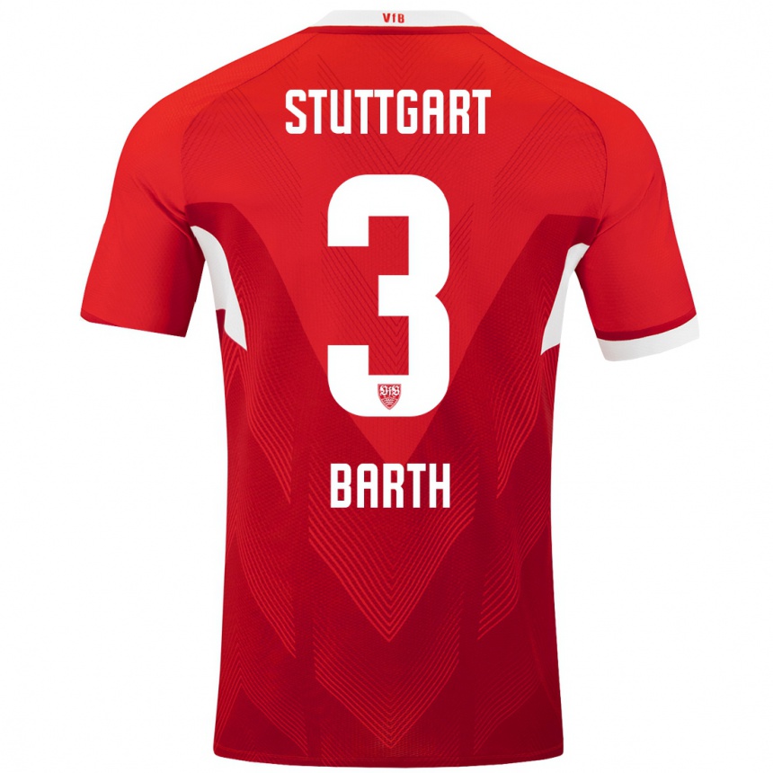 Mujer Fútbol Camiseta Lara Barth #3 Rojo Blanco 2ª Equipación 2024/25 Argentina