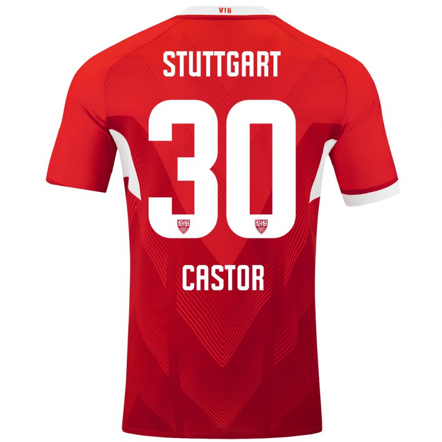 Mujer Fútbol Camiseta Joy Castor #30 Rojo Blanco 2ª Equipación 2024/25 Argentina