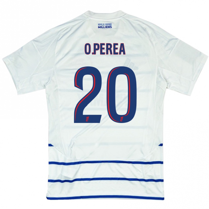 Mujer Fútbol Camiseta Óscar Perea #20 Blanco Azul 2ª Equipación 2024/25 Argentina