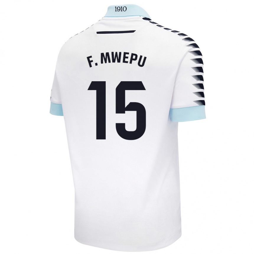 Mujer Fútbol Camiseta Francisco Mwepu #15 Blanco Azul 2ª Equipación 2024/25 Argentina