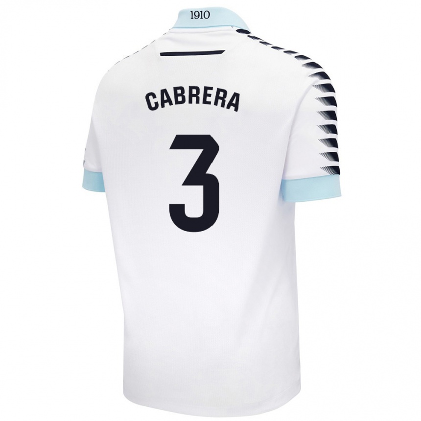 Mujer Fútbol Camiseta Julio Cabrera #3 Blanco Azul 2ª Equipación 2024/25 Argentina