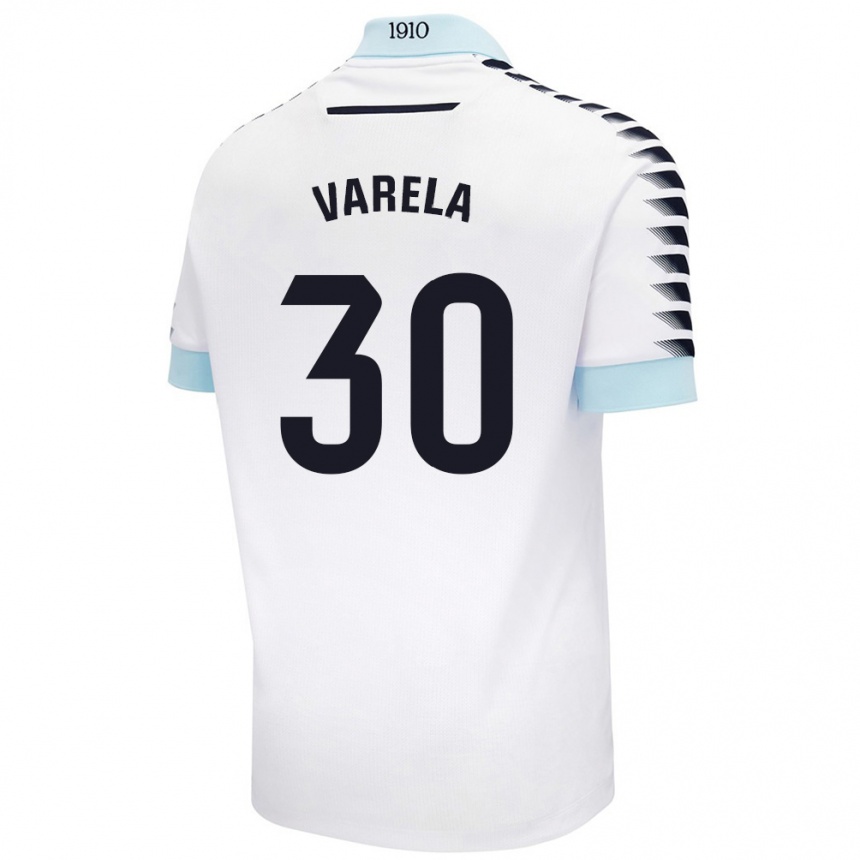 Mujer Fútbol Camiseta Brandon Varela #30 Blanco Azul 2ª Equipación 2024/25 Argentina