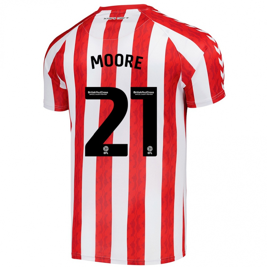 Niño Fútbol Camiseta Simon Moore #21 Rojo Blanco 1ª Equipación 2024/25 Argentina