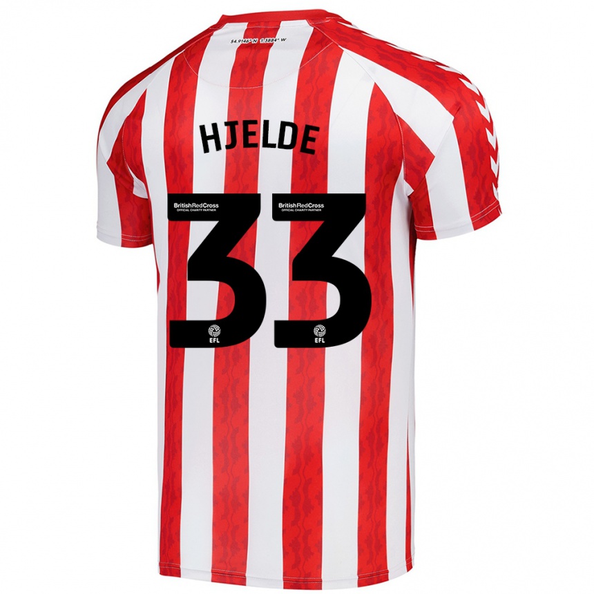 Niño Fútbol Camiseta Leo Fuhr Hjelde #33 Rojo Blanco 1ª Equipación 2024/25 Argentina