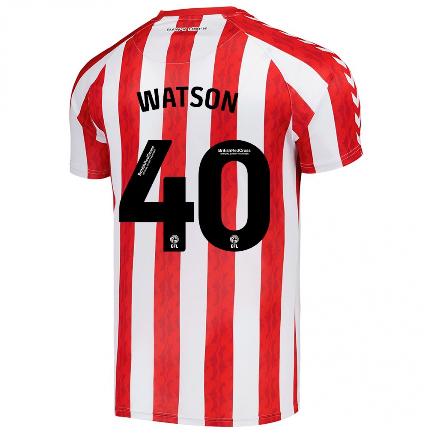 Niño Fútbol Camiseta Tom Watson #40 Rojo Blanco 1ª Equipación 2024/25 Argentina