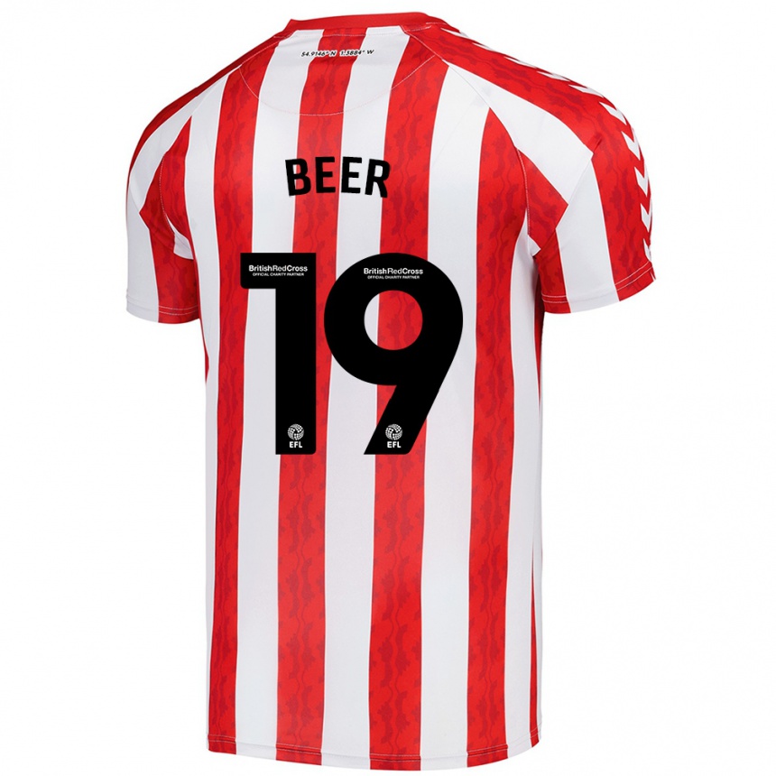 Niño Fútbol Camiseta Megan Beer #19 Rojo Blanco 1ª Equipación 2024/25 Argentina