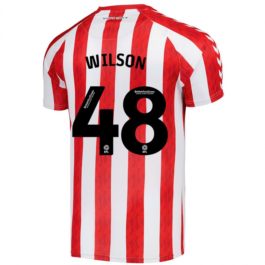 Niño Fútbol Camiseta Callum Wilson #48 Rojo Blanco 1ª Equipación 2024/25 Argentina