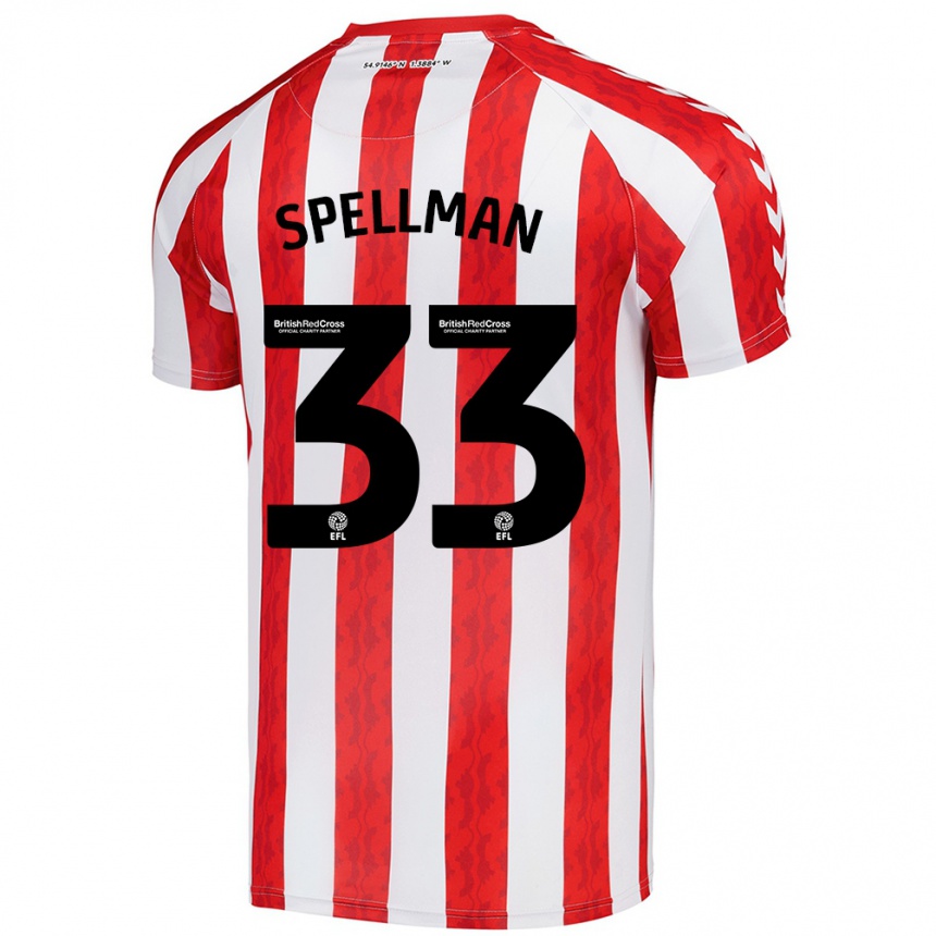 Niño Fútbol Camiseta Michael Spellman #33 Rojo Blanco 1ª Equipación 2024/25 Argentina