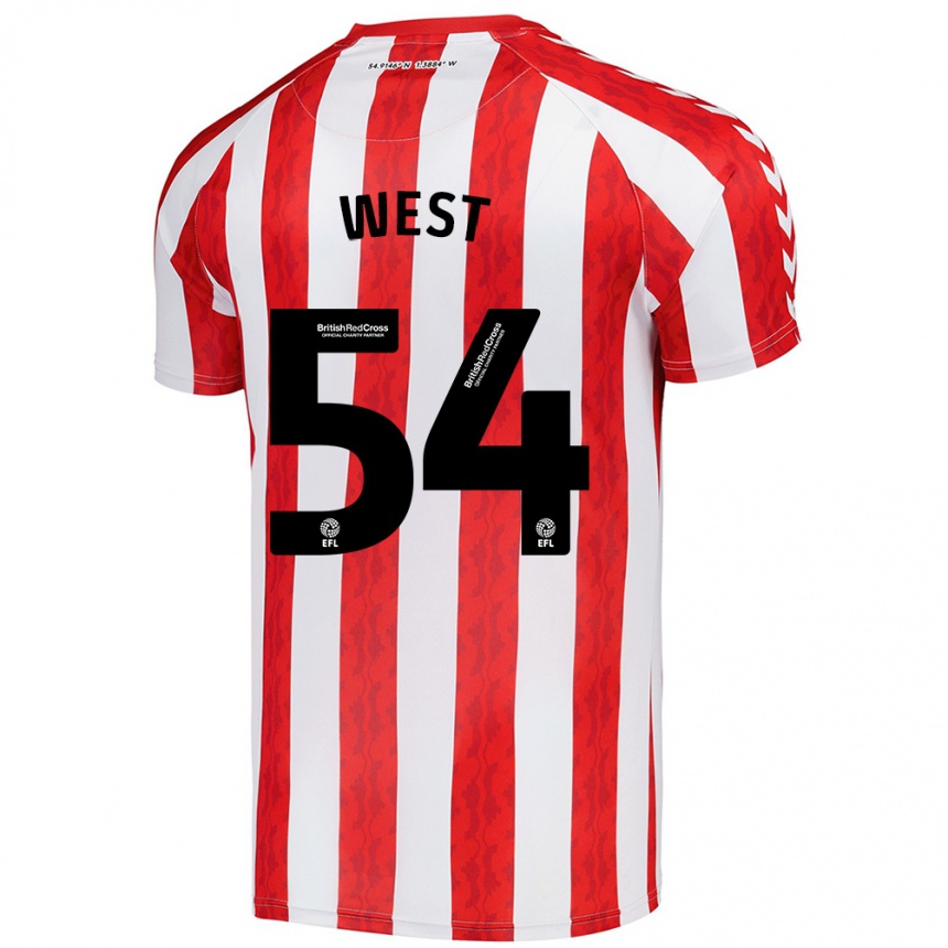 Niño Fútbol Camiseta Ella West #54 Rojo Blanco 1ª Equipación 2024/25 Argentina