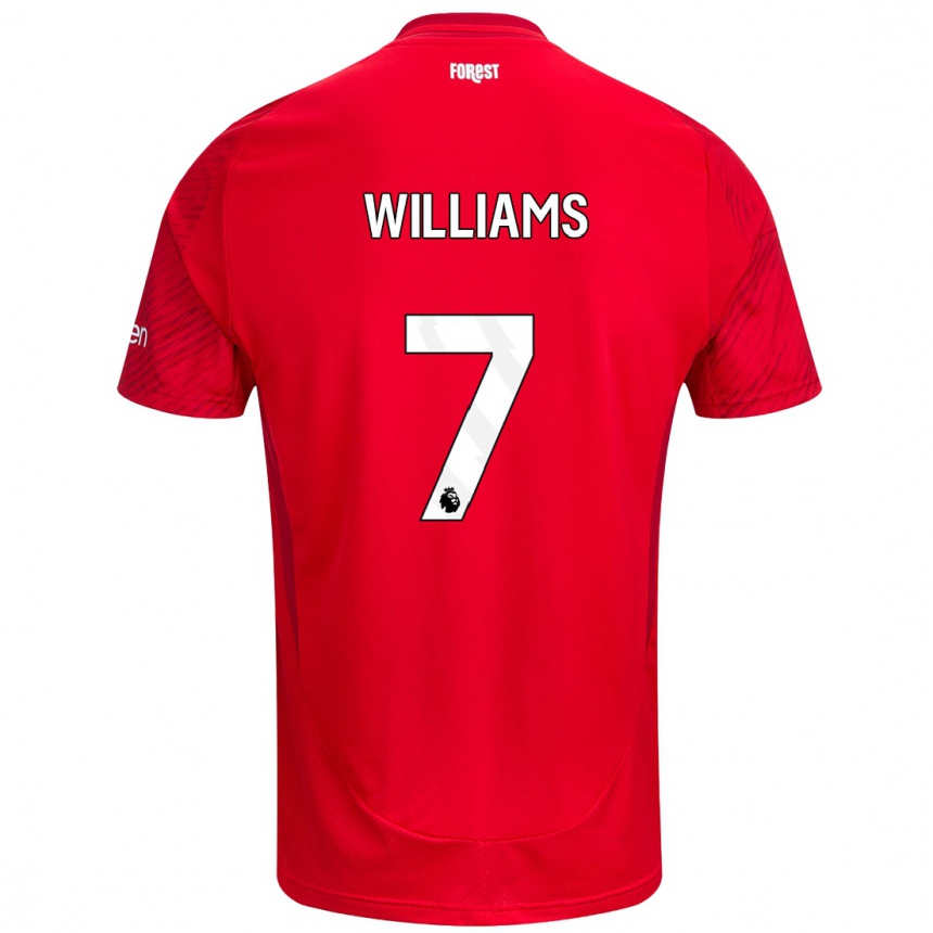 Niño Fútbol Camiseta Neco Williams #7 Rojo Blanco 1ª Equipación 2024/25 Argentina