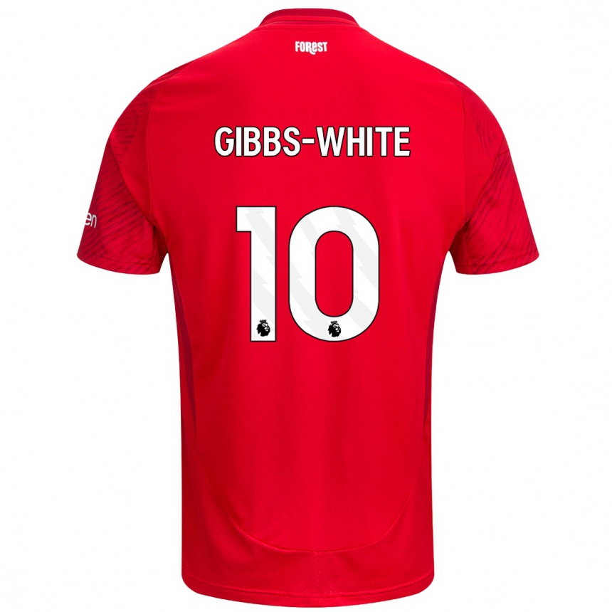 Niño Fútbol Camiseta Morgan Gibbs-White #10 Rojo Blanco 1ª Equipación 2024/25 Argentina