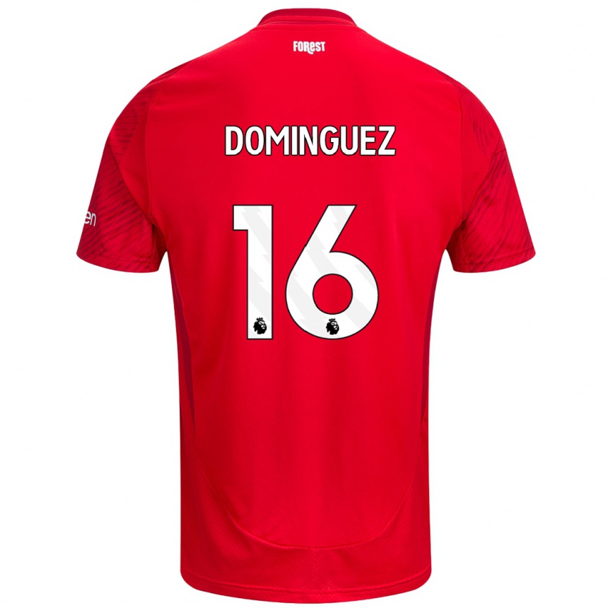 Niño Fútbol Camiseta Nicolás Domínguez #16 Rojo Blanco 1ª Equipación 2024/25 Argentina