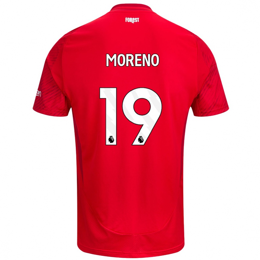 Niño Fútbol Camiseta Álex Moreno #19 Rojo Blanco 1ª Equipación 2024/25 Argentina