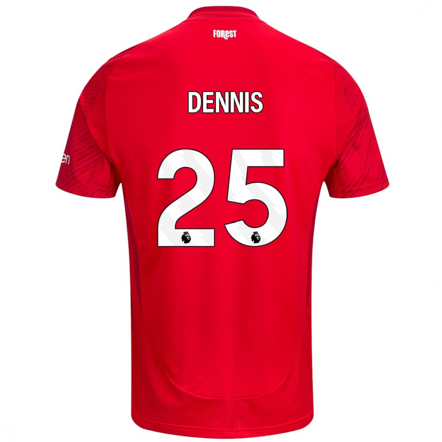 Niño Fútbol Camiseta Emmanuel Dennis #25 Rojo Blanco 1ª Equipación 2024/25 Argentina