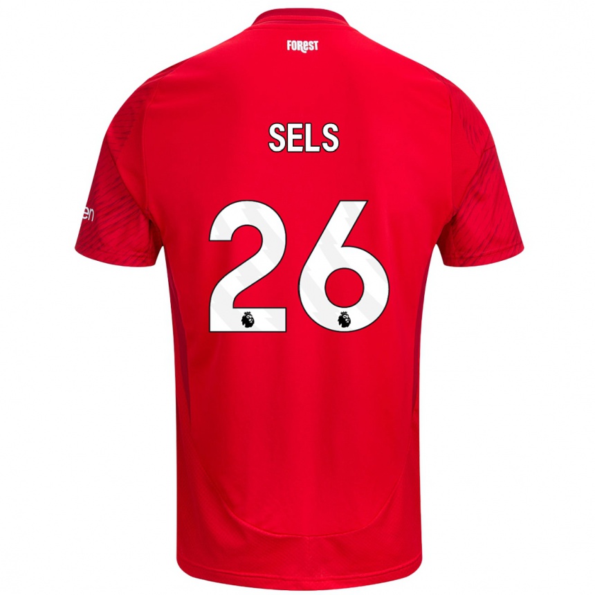 Niño Fútbol Camiseta Matz Sels #26 Rojo Blanco 1ª Equipación 2024/25 Argentina