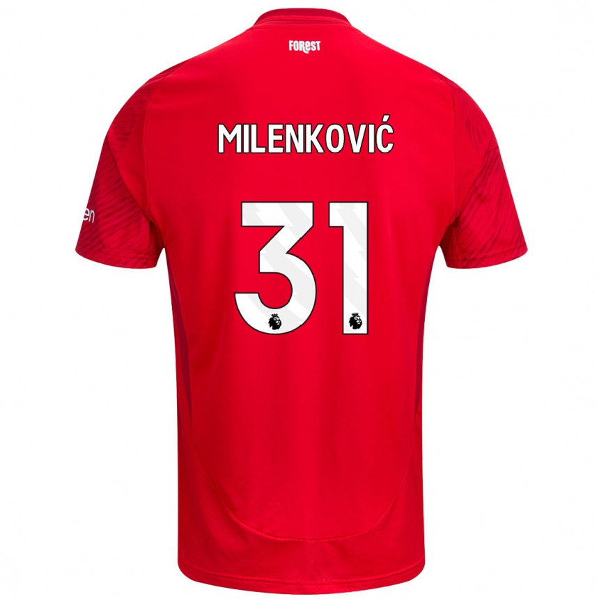 Niño Fútbol Camiseta Nikola Milenković #31 Rojo Blanco 1ª Equipación 2024/25 Argentina