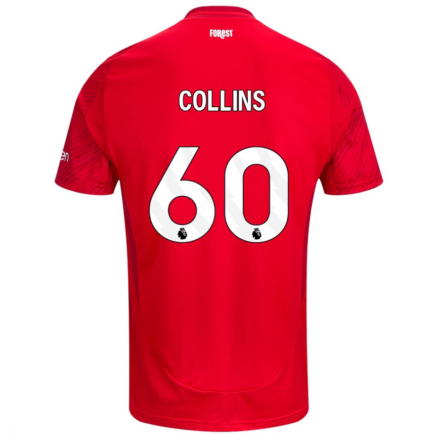 Niño Fútbol Camiseta Sam Collins #60 Rojo Blanco 1ª Equipación 2024/25 Argentina