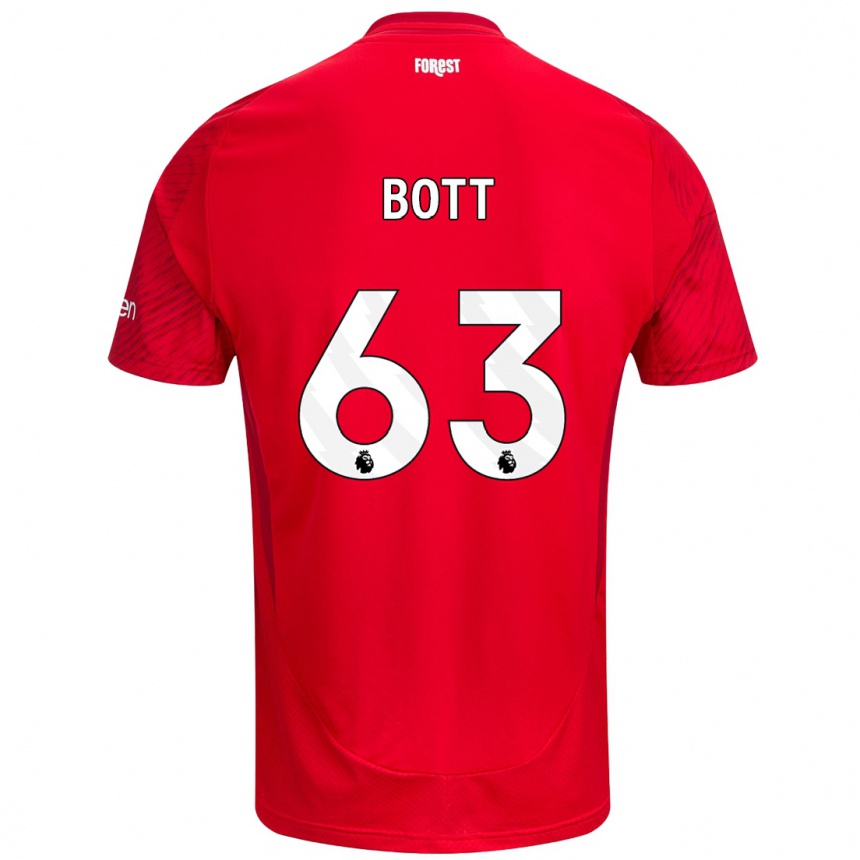 Niño Fútbol Camiseta Aaron Bott #63 Rojo Blanco 1ª Equipación 2024/25 Argentina