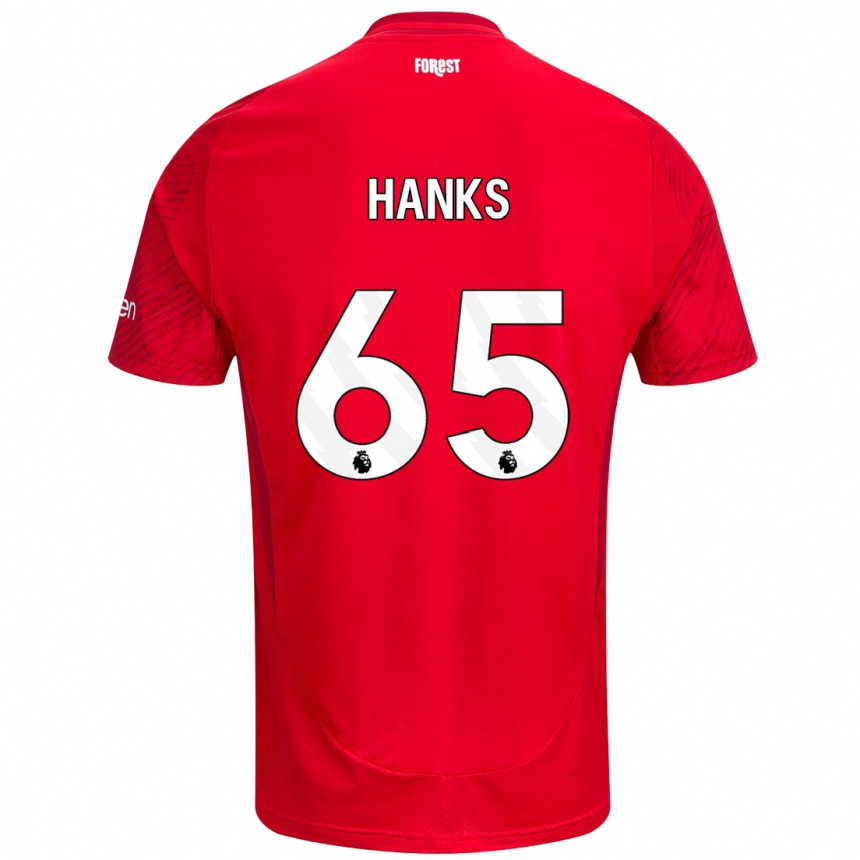 Niño Fútbol Camiseta Justin Hanks #65 Rojo Blanco 1ª Equipación 2024/25 Argentina