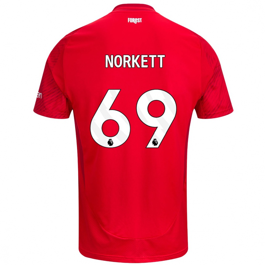 Niño Fútbol Camiseta Manni Norkett #69 Rojo Blanco 1ª Equipación 2024/25 Argentina