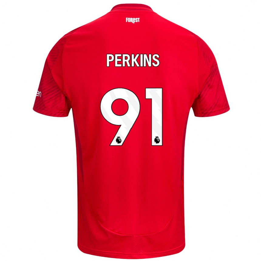 Niño Fútbol Camiseta Jack Perkins #91 Rojo Blanco 1ª Equipación 2024/25 Argentina