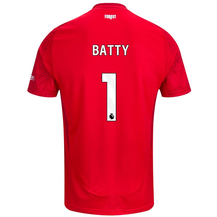 Niño Fútbol Camiseta Emily Batty #1 Rojo Blanco 1ª Equipación 2024/25 Argentina