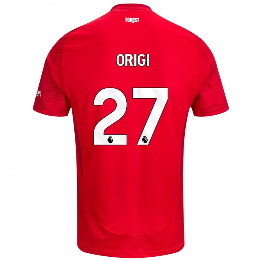 Niño Fútbol Camiseta Divock Origi #27 Rojo Blanco 1ª Equipación 2024/25 Argentina