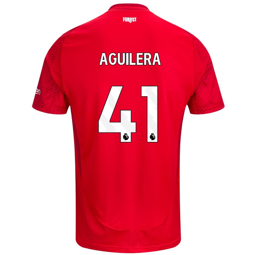 Niño Fútbol Camiseta Brandon Aguilera #41 Rojo Blanco 1ª Equipación 2024/25 Argentina