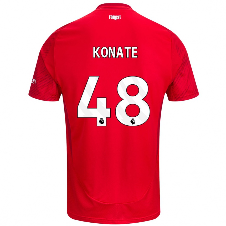 Niño Fútbol Camiseta Ateef Konaté #48 Rojo Blanco 1ª Equipación 2024/25 Argentina