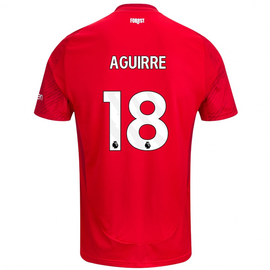 Niño Fútbol Camiseta Aja Aguirre #18 Rojo Blanco 1ª Equipación 2024/25 Argentina