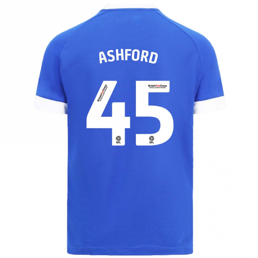 Niño Fútbol Camiseta Cian Ashford #45 Azul Cielo 1ª Equipación 2024/25 Argentina