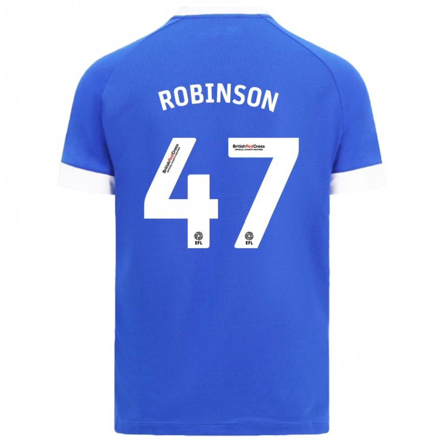 Niño Fútbol Camiseta Callum Robinson #47 Azul Cielo 1ª Equipación 2024/25 Argentina