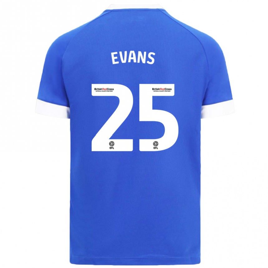 Niño Fútbol Camiseta Kieron Evans #25 Azul Cielo 1ª Equipación 2024/25 Argentina