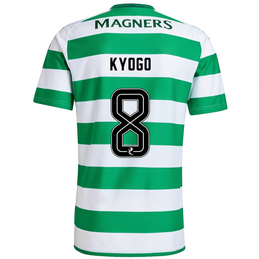 Niño Fútbol Camiseta Kyogo Furuhashi #8 Verde Blanco 1ª Equipación 2024/25 Argentina