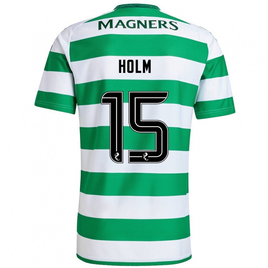 Niño Fútbol Camiseta Odin Thiago Holm #15 Verde Blanco 1ª Equipación 2024/25 Argentina