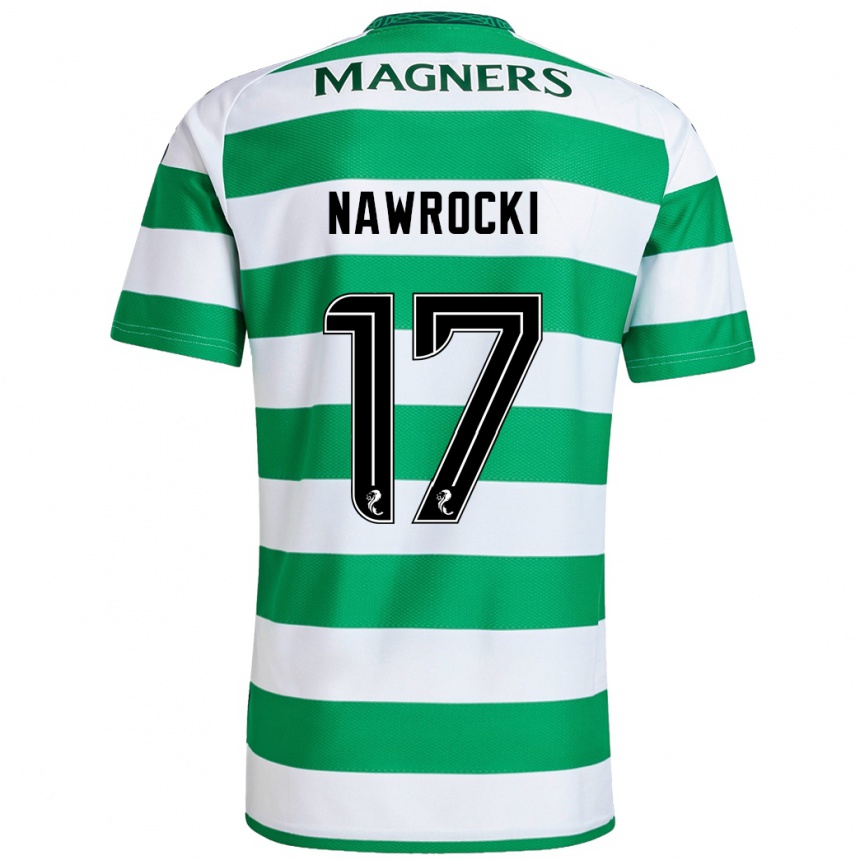 Niño Fútbol Camiseta Maik Nawrocki #17 Verde Blanco 1ª Equipación 2024/25 Argentina