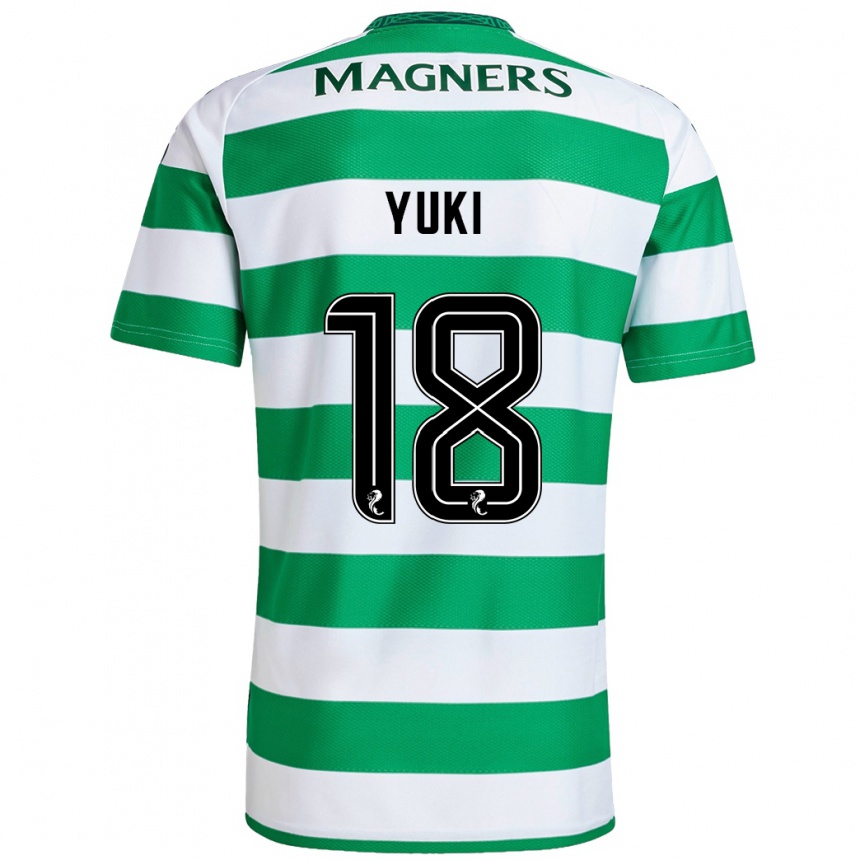 Niño Fútbol Camiseta Yuki Kobayashi #18 Verde Blanco 1ª Equipación 2024/25 Argentina