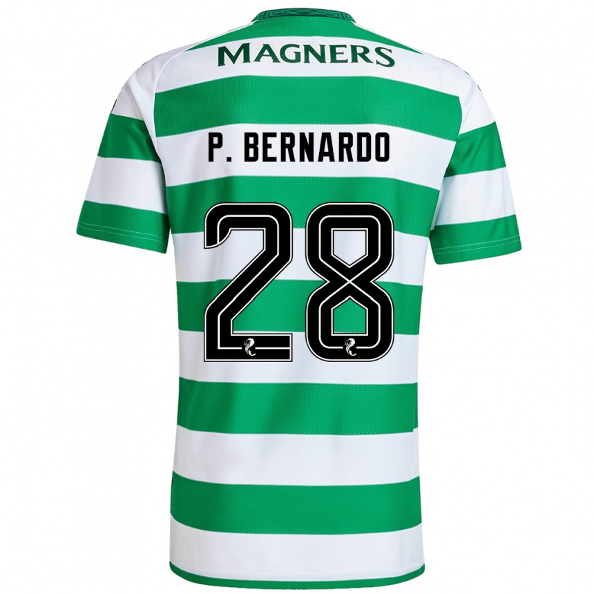 Niño Fútbol Camiseta Paulo Bernardo #28 Verde Blanco 1ª Equipación 2024/25 Argentina