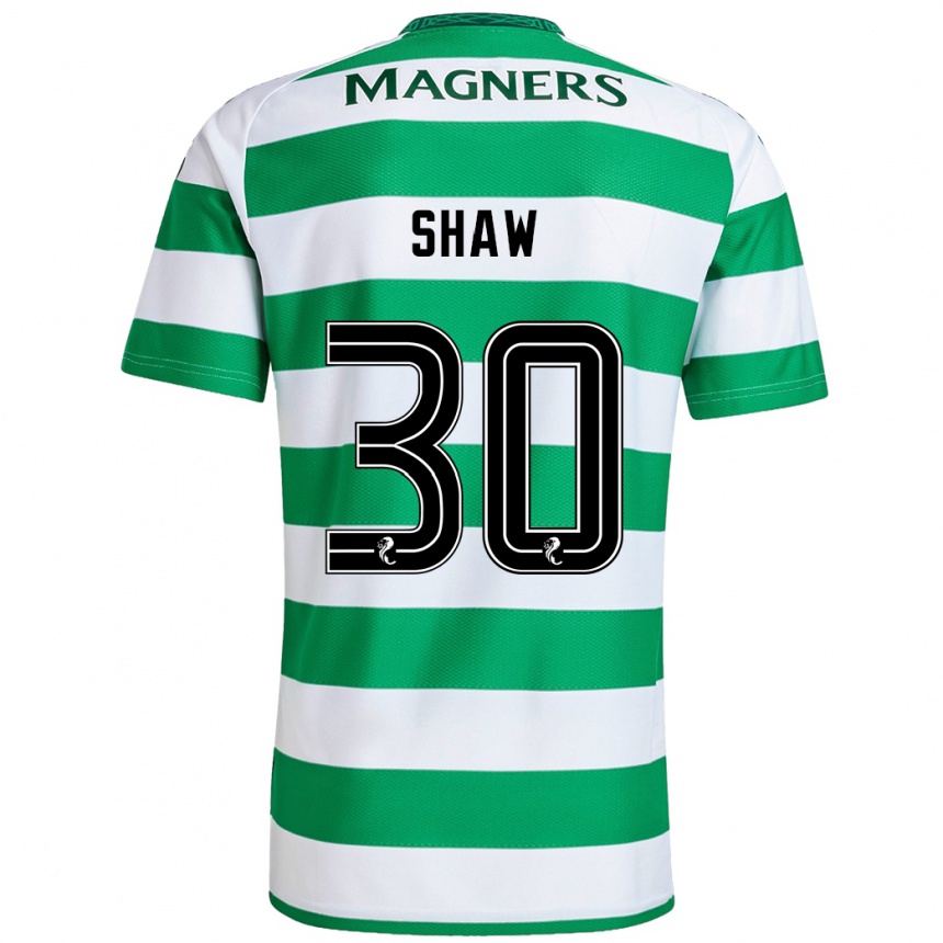 Niño Fútbol Camiseta Liam Shaw #30 Verde Blanco 1ª Equipación 2024/25 Argentina