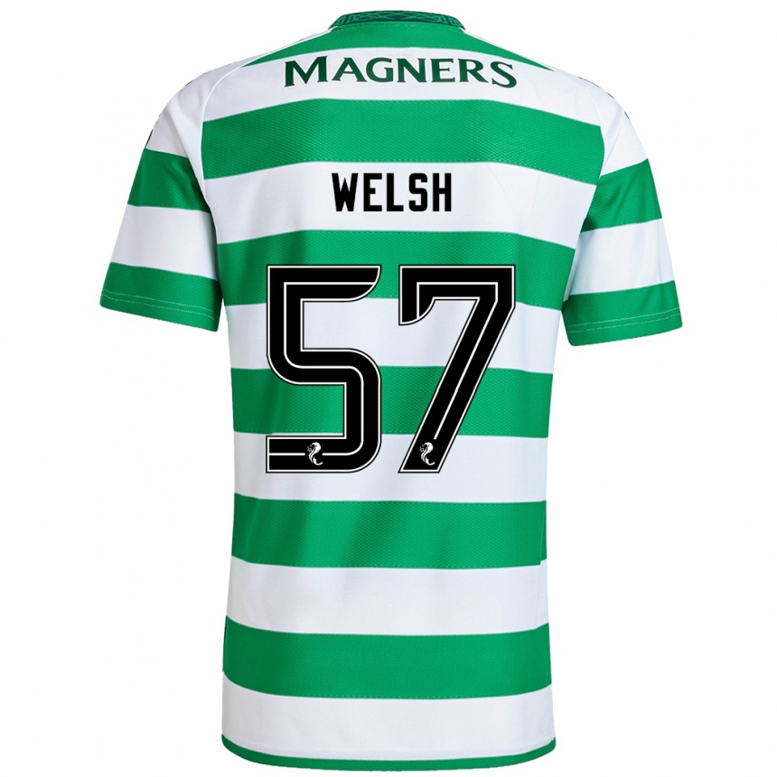 Niño Fútbol Camiseta Stephen Welsh #57 Verde Blanco 1ª Equipación 2024/25 Argentina