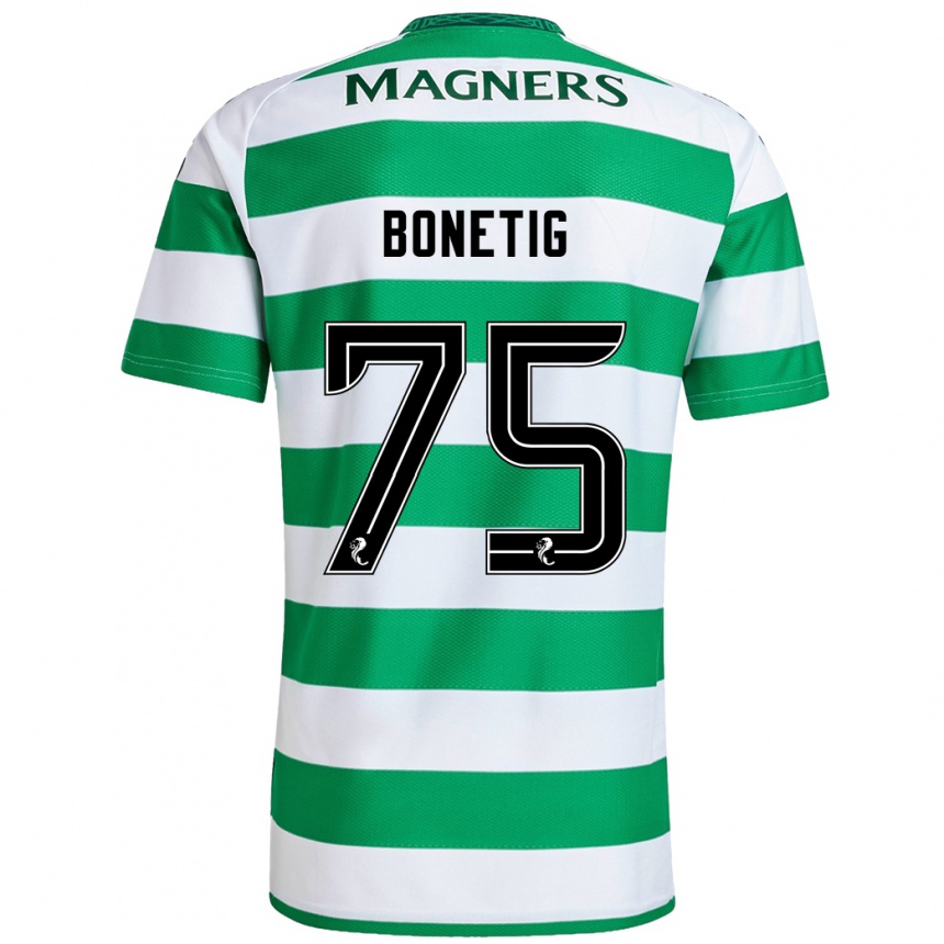 Niño Fútbol Camiseta Liam Bonetig #75 Verde Blanco 1ª Equipación 2024/25 Argentina