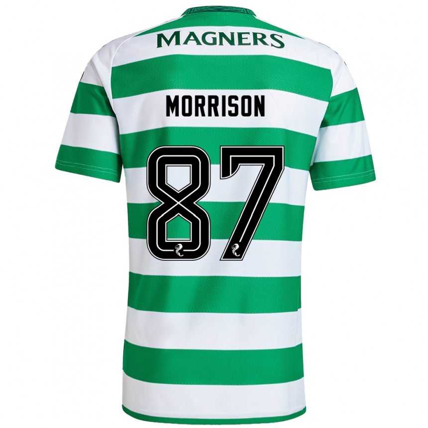 Niño Fútbol Camiseta Joe Morrison #87 Verde Blanco 1ª Equipación 2024/25 Argentina