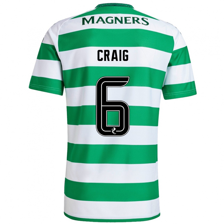 Niño Fútbol Camiseta Chloe Craig #6 Verde Blanco 1ª Equipación 2024/25 Argentina